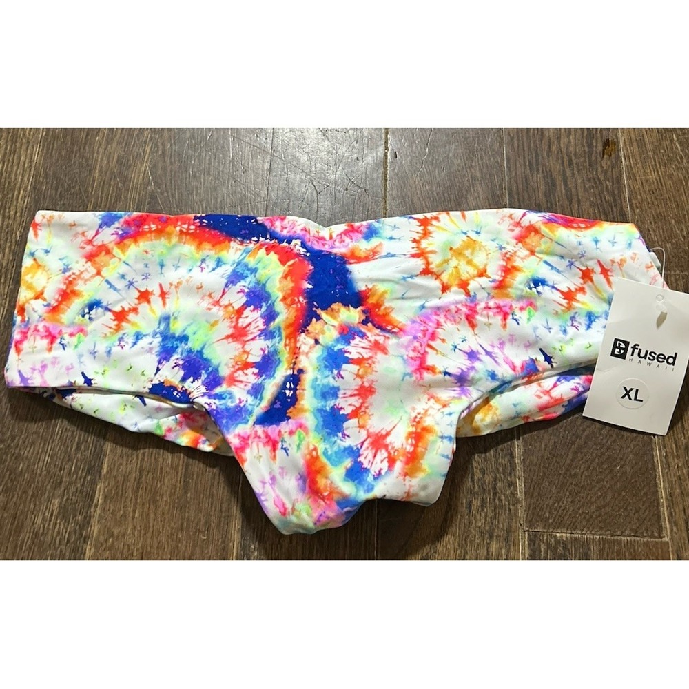 Fused Hawaii Kona Bikini Bottom Swimwear XL NWT Rainbow tie-dyed